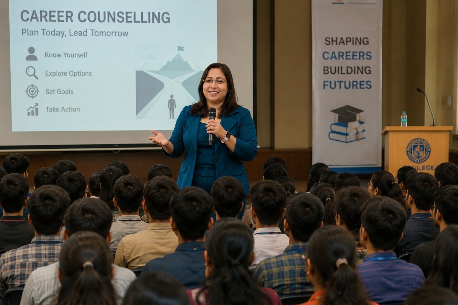 Saloni Bhatnagar conducting a career counselling session